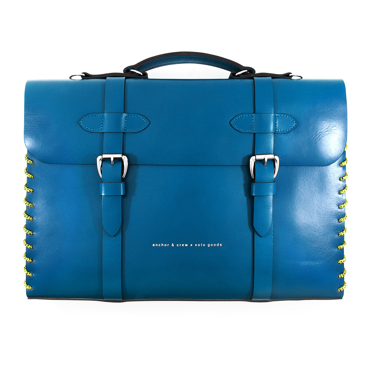Small Traffic Blue Rufford Leather and Rope Briefcase