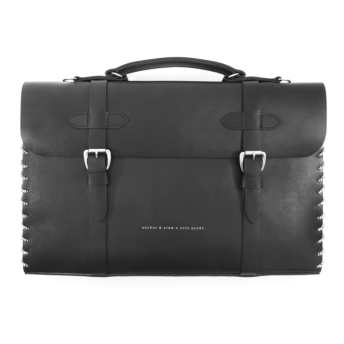 Large Graphite Black Rufford Leather and Rope Briefcase
