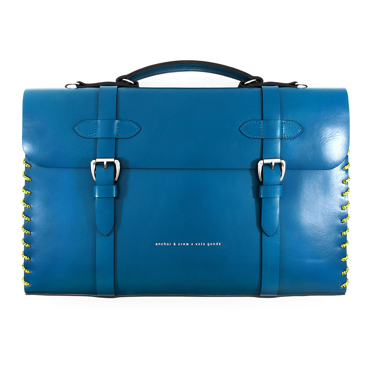Large Traffic Blue Rufford Leather and Rope Briefcase