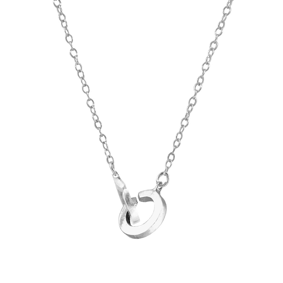 Twin Circle Link Paradise Silver Necklace Pendant