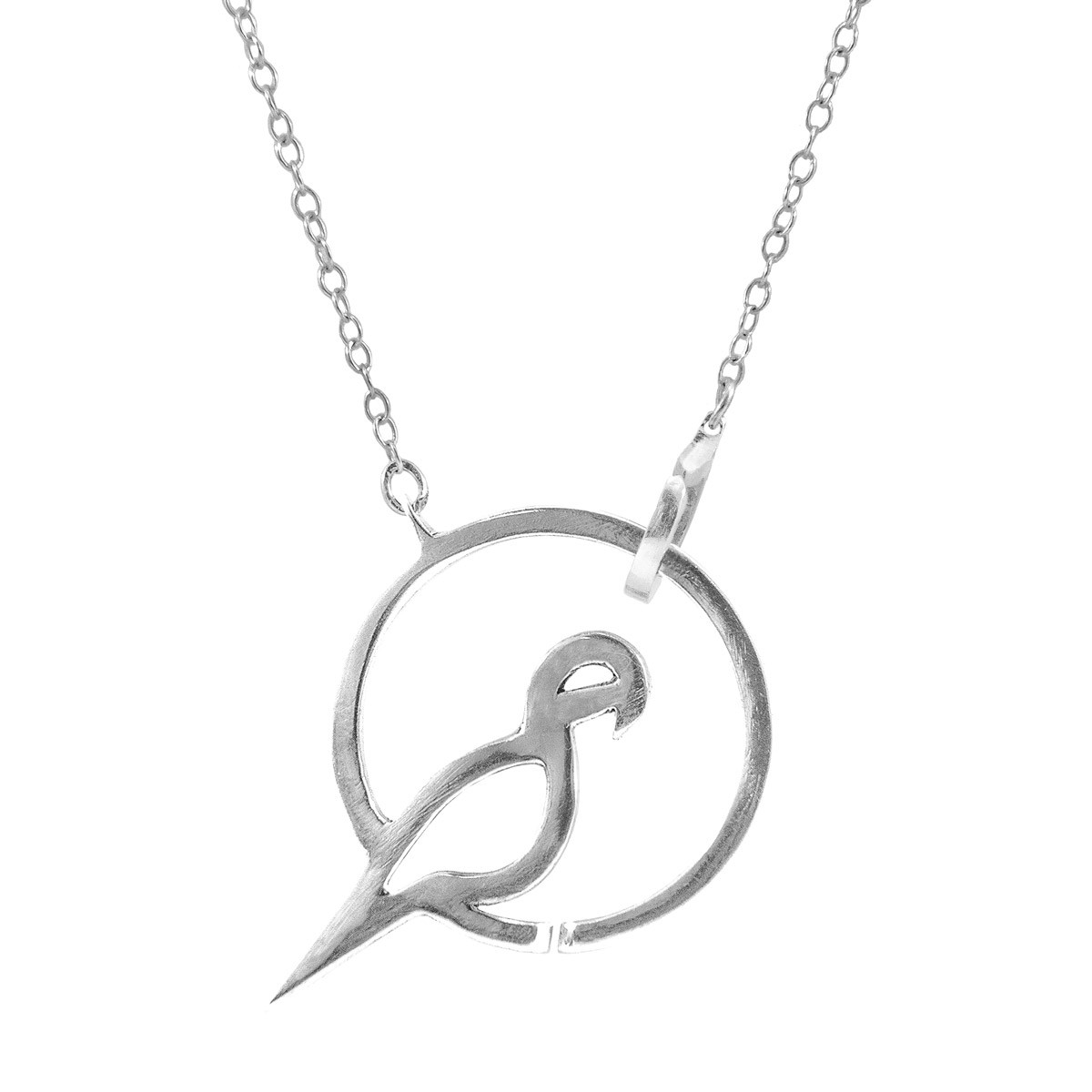 Perched Parrot Link Paradise Silver Necklace Pendant