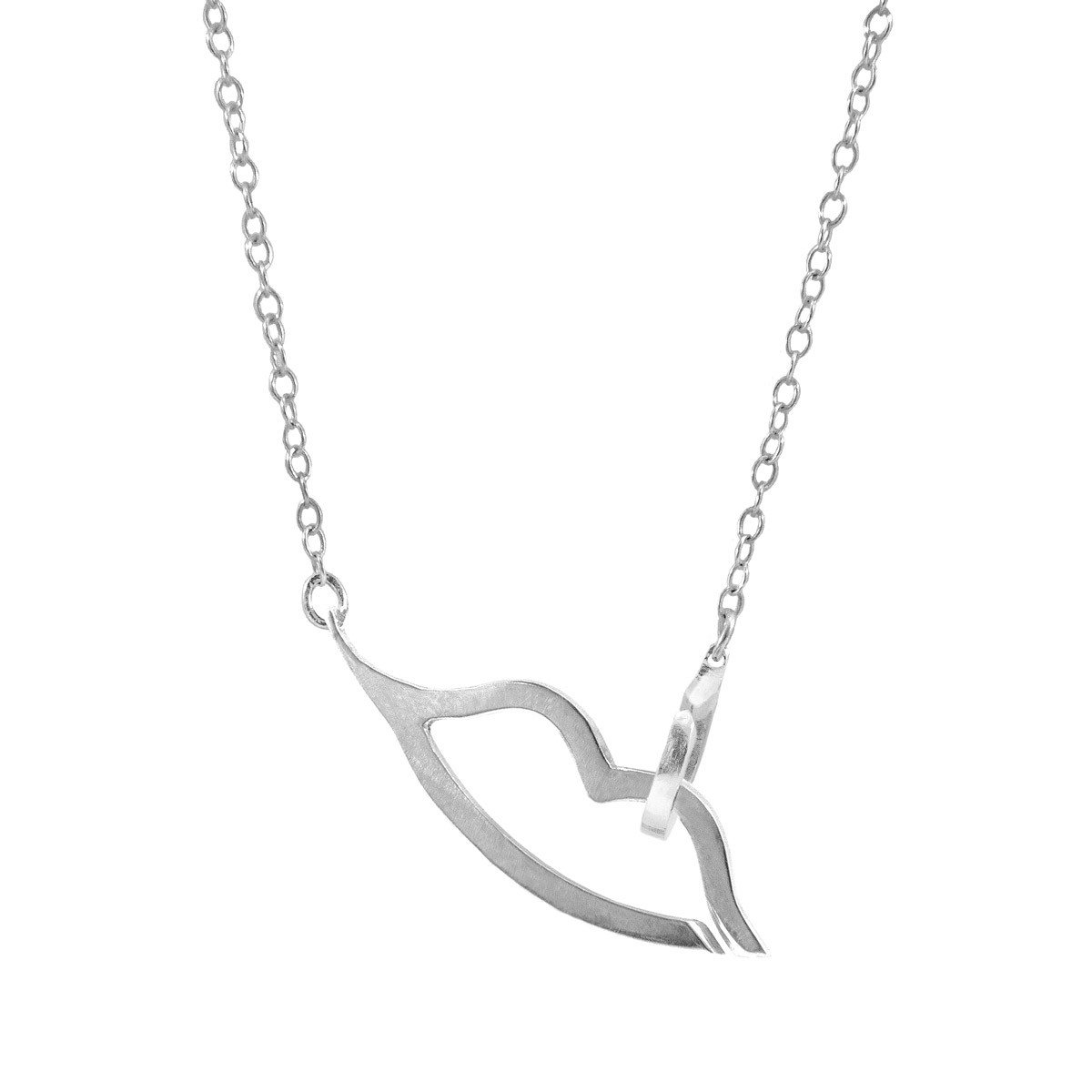 Kissing Lips Link Paradise Silver Necklace Pendant