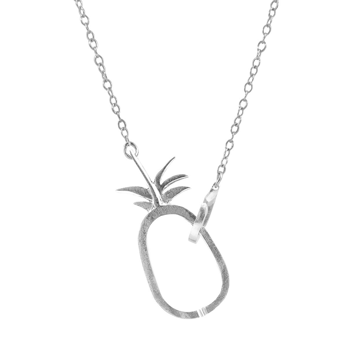 Tropical Pineapple Link Paradise Silver Necklace Pendant