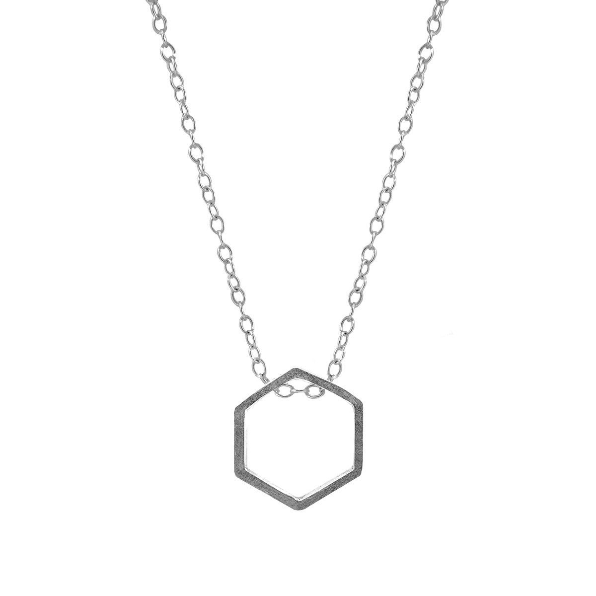 Lane Hexagonal Mini Geometric Silver Necklace Pendant