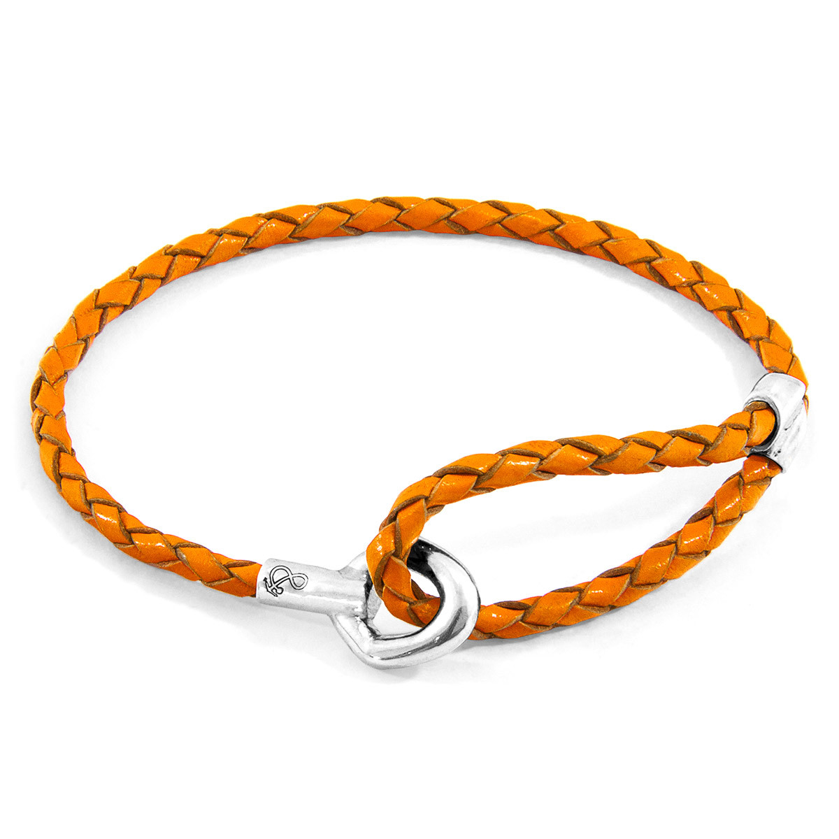 Fire Orange Blake Silver and Braided Leather Bracelet