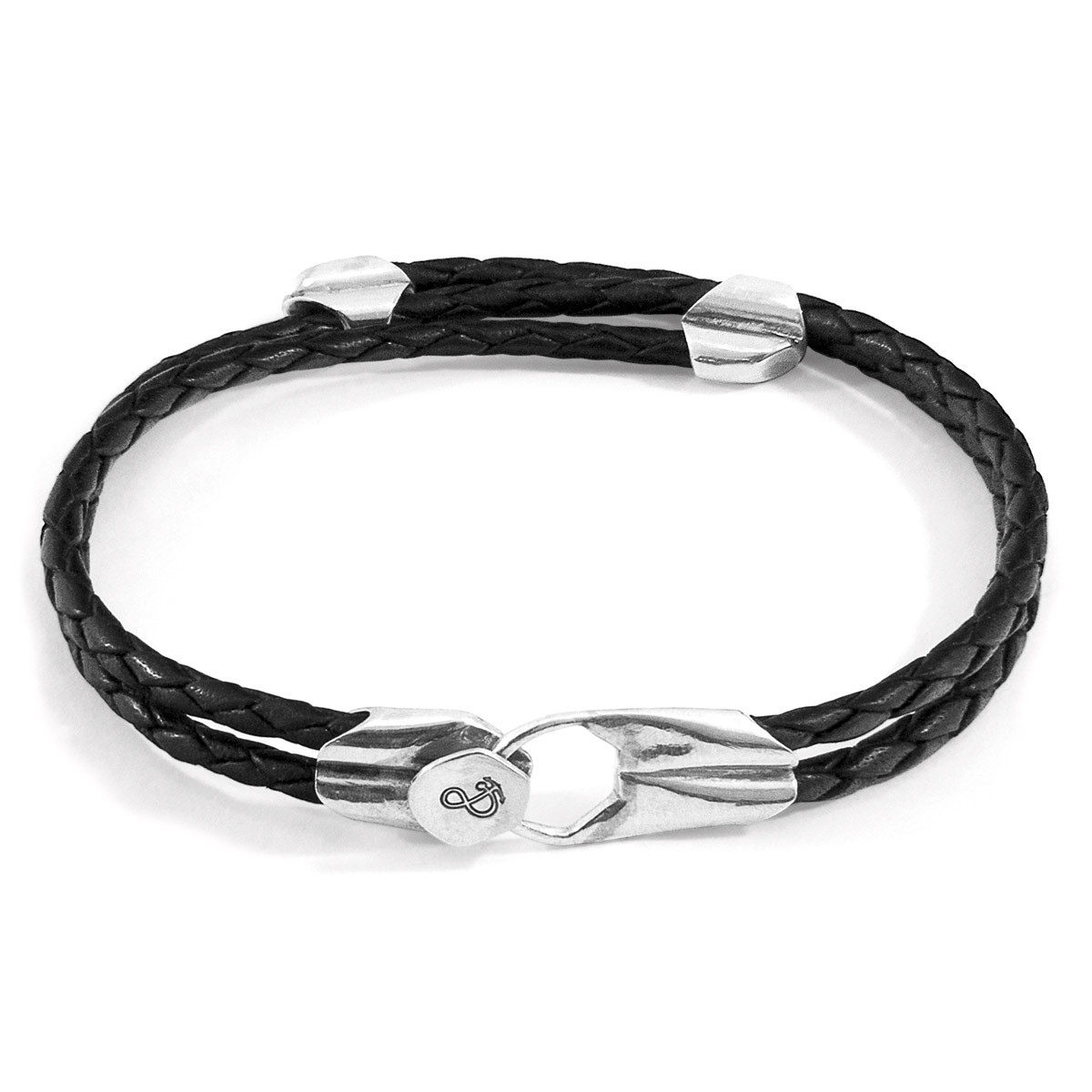 Coal Black Conway Silver and Braided Leather Bracelet