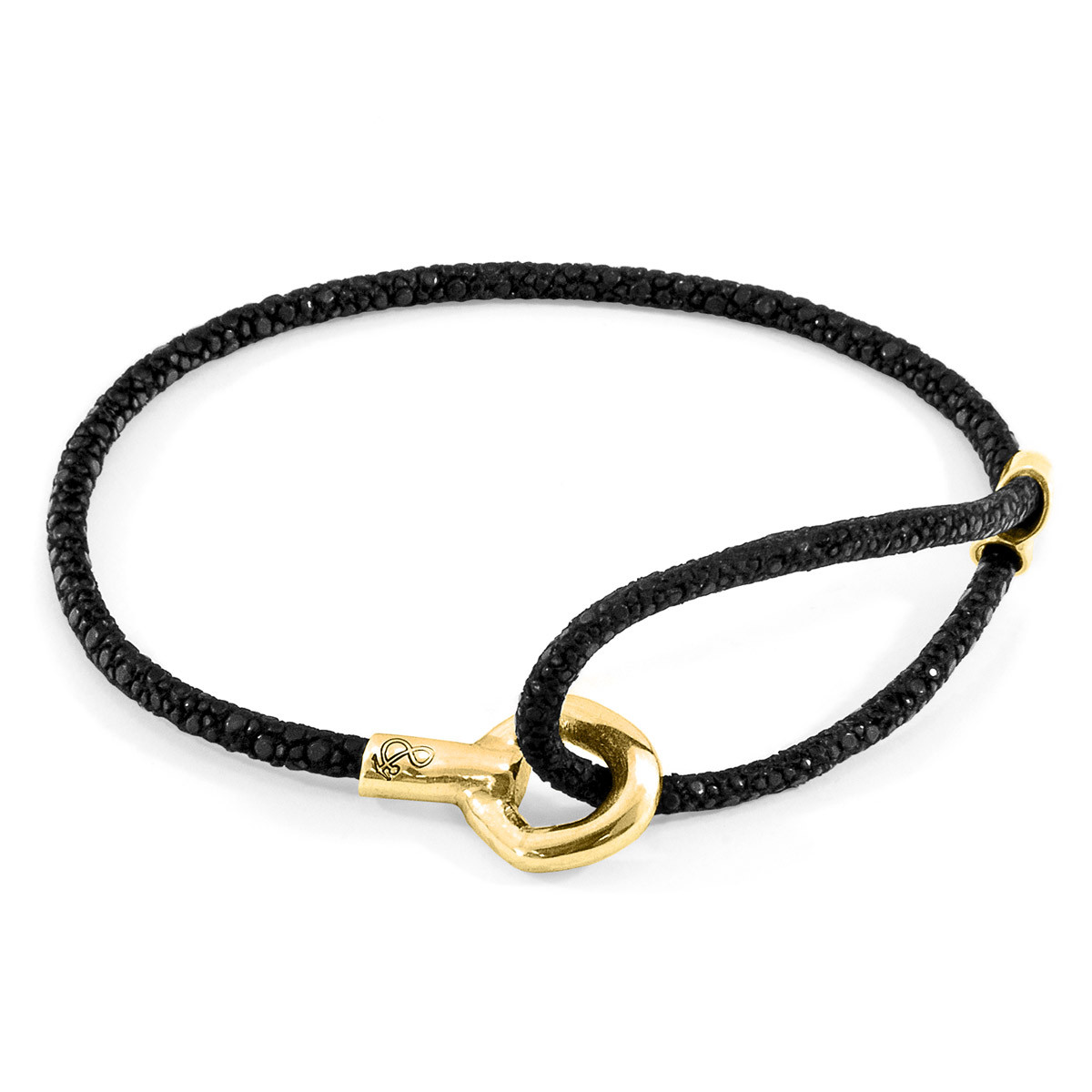 Raven Black Blake 9ct Yellow Gold and Stingray Leather Bracelet