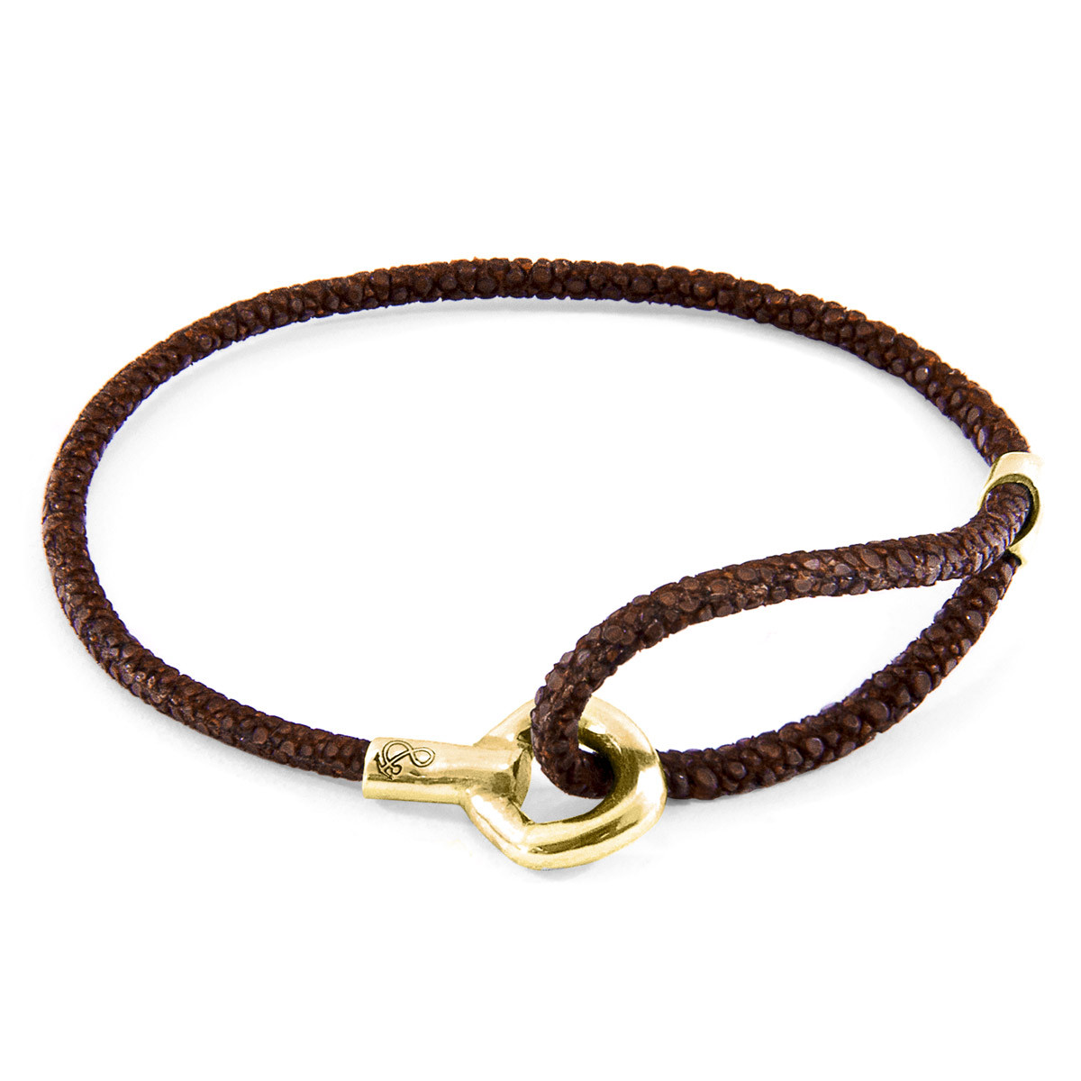 Mocha Brown Blake 9ct Yellow Gold and Stingray Leather Bracelet