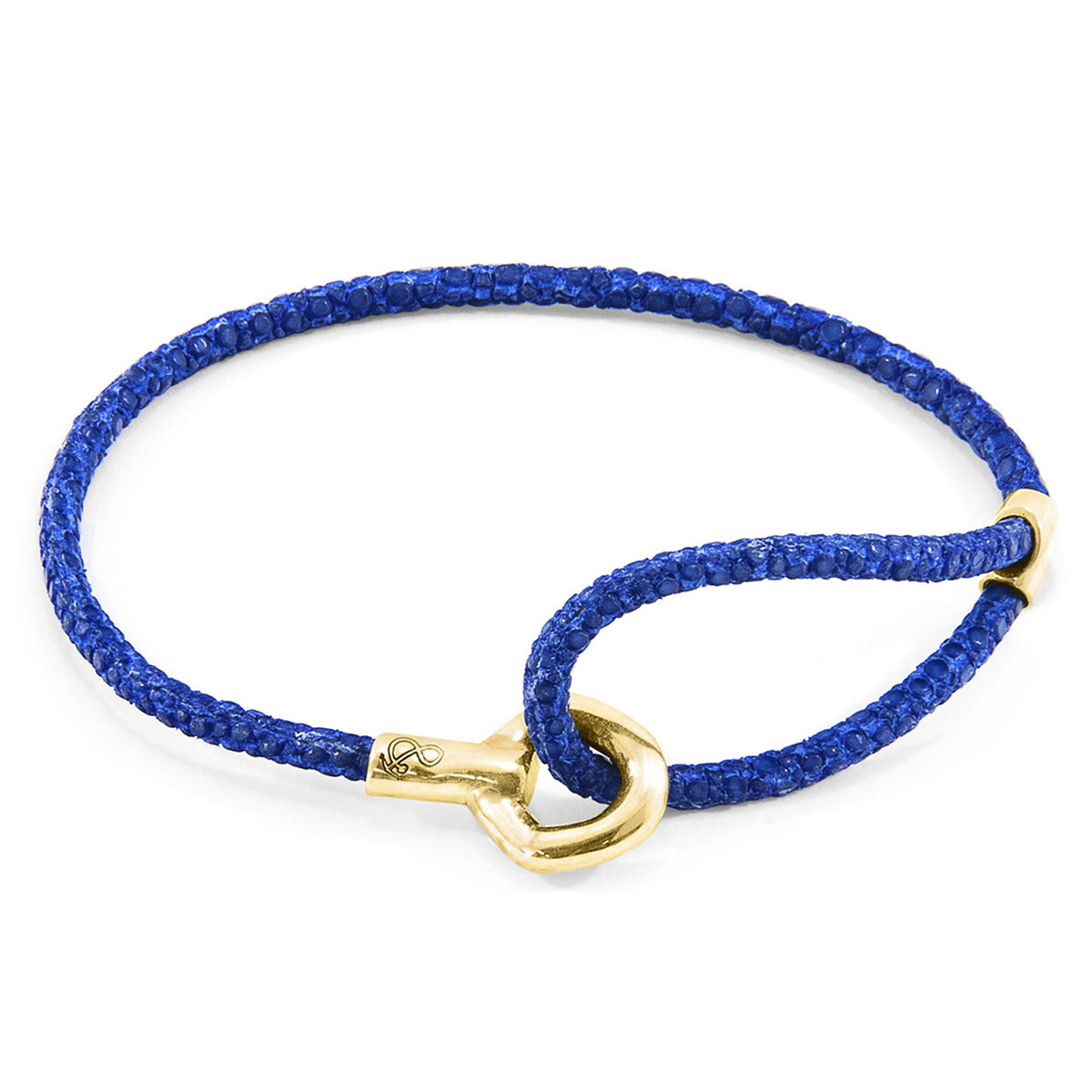 Azure Blue Blake 9ct Yellow Gold and Stingray Leather Bracelet
