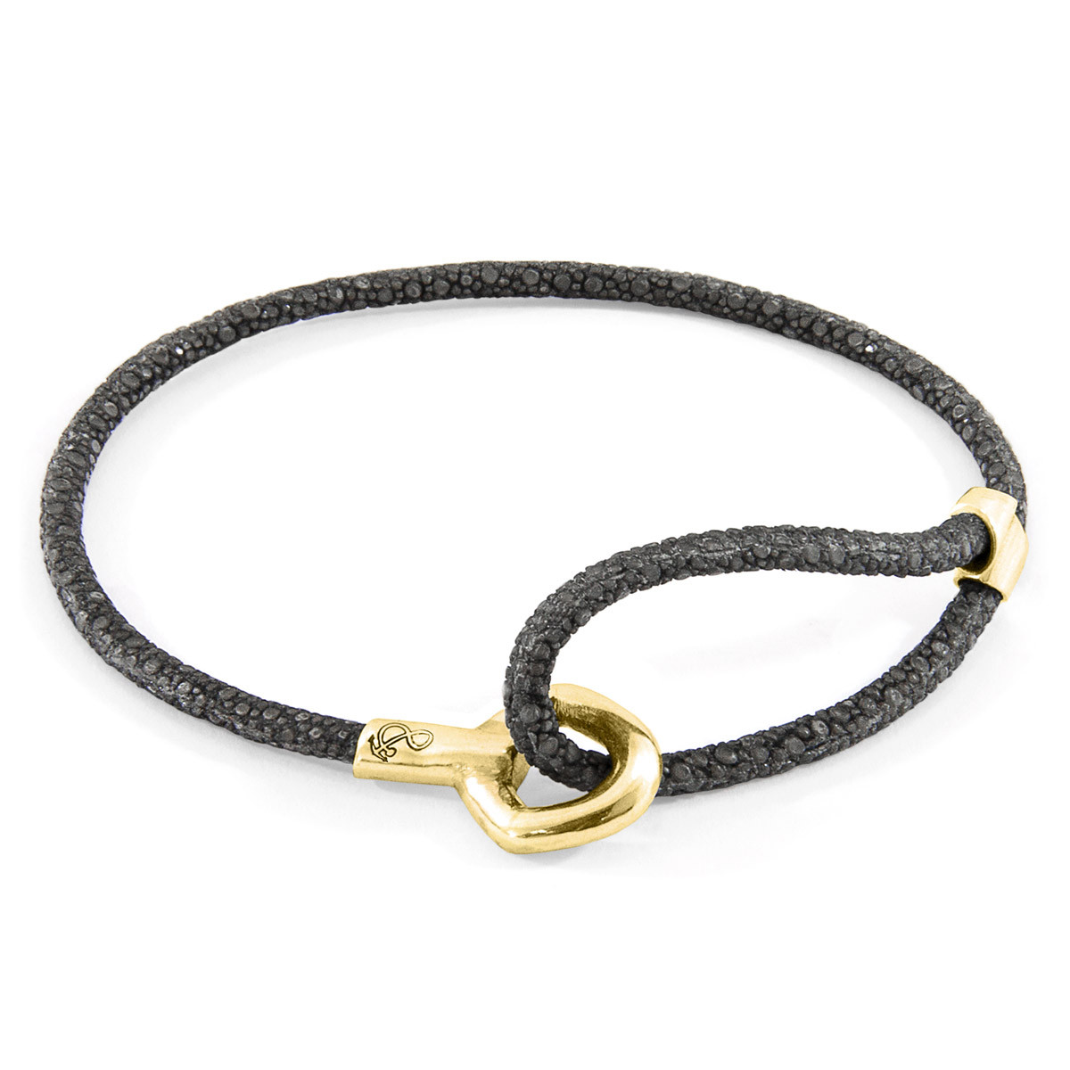 Shadow Grey Blake 9ct Yellow Gold and Stingray Leather Bracelet