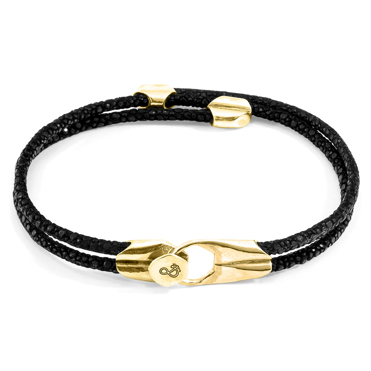 Raven Black Conway 9ct Yellow Gold and Stingray Leather Bracelet