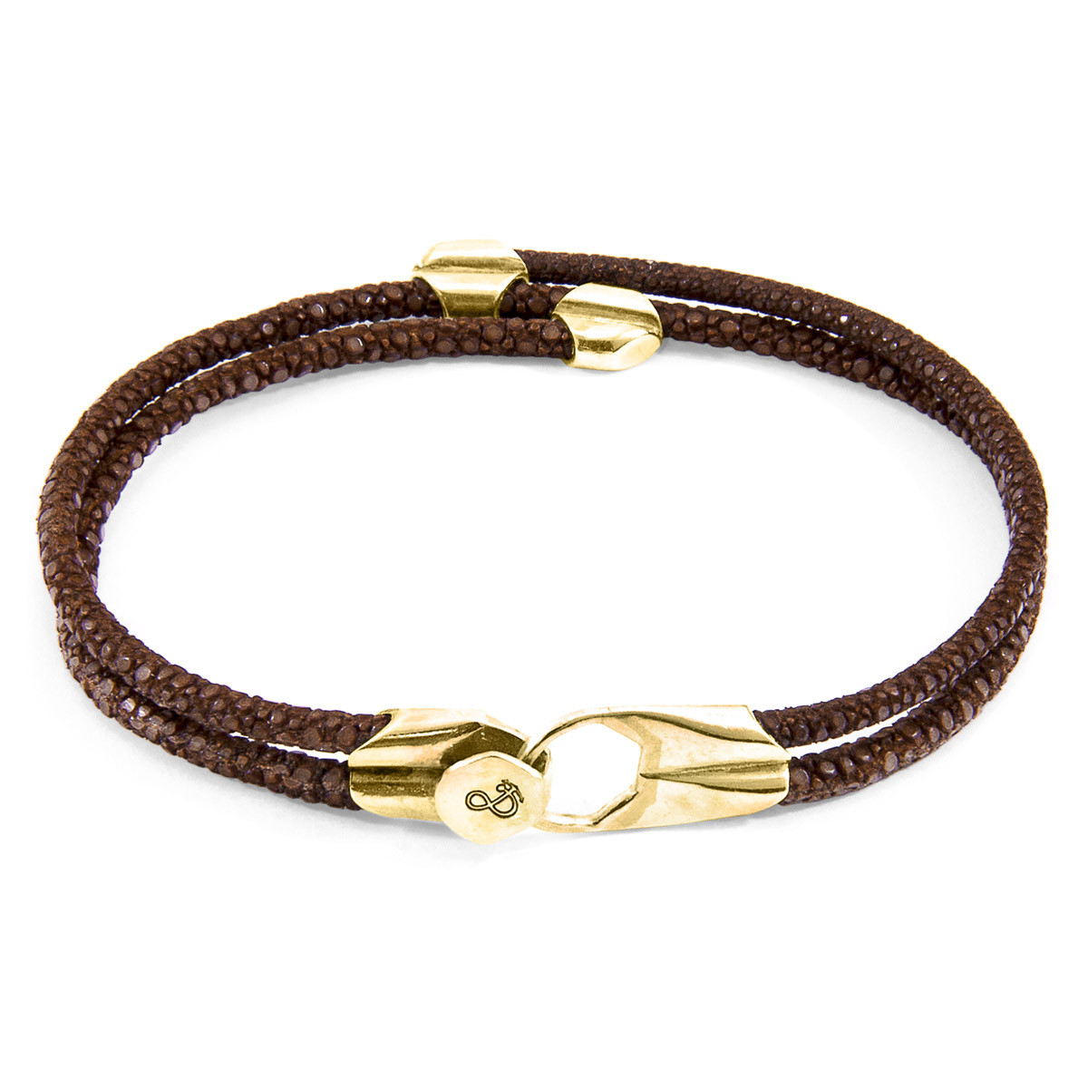 Mocha Brown Conway 9ct Yellow Gold and Stingray Leather Bracelet