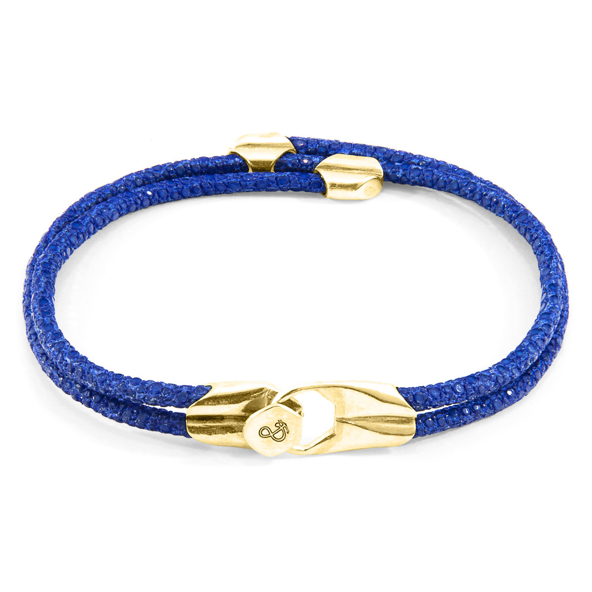 Azure Blue Conway 9ct Yellow Gold and Stingray Leather Bracelet