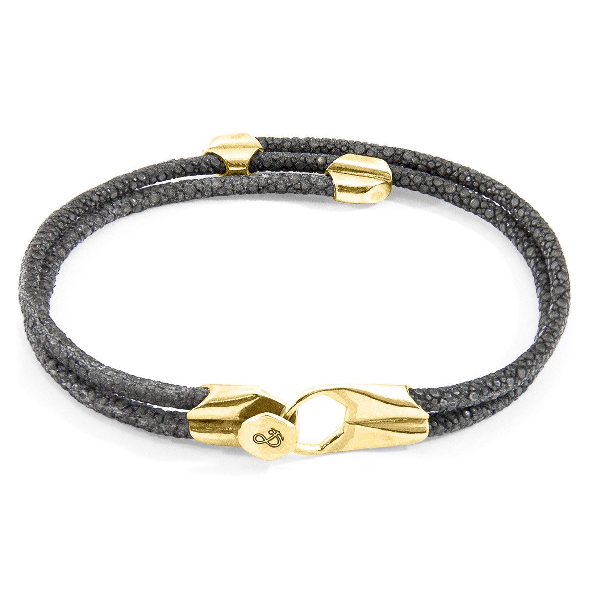 Shadow Grey Conway 9ct Yellow Gold and Stingray Leather Bracelet