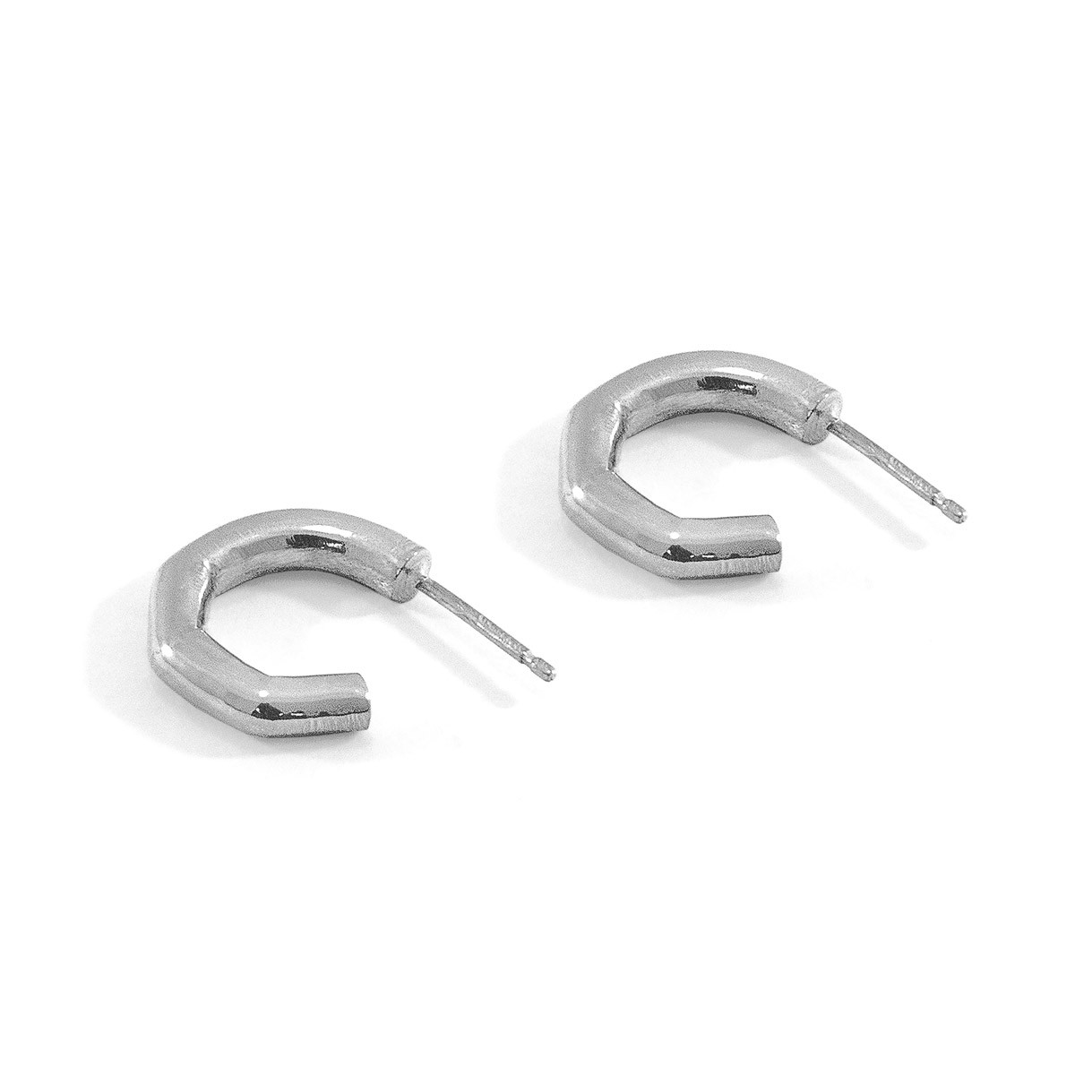 Gilbert Angled Circle Geometric Silver Earring Studs