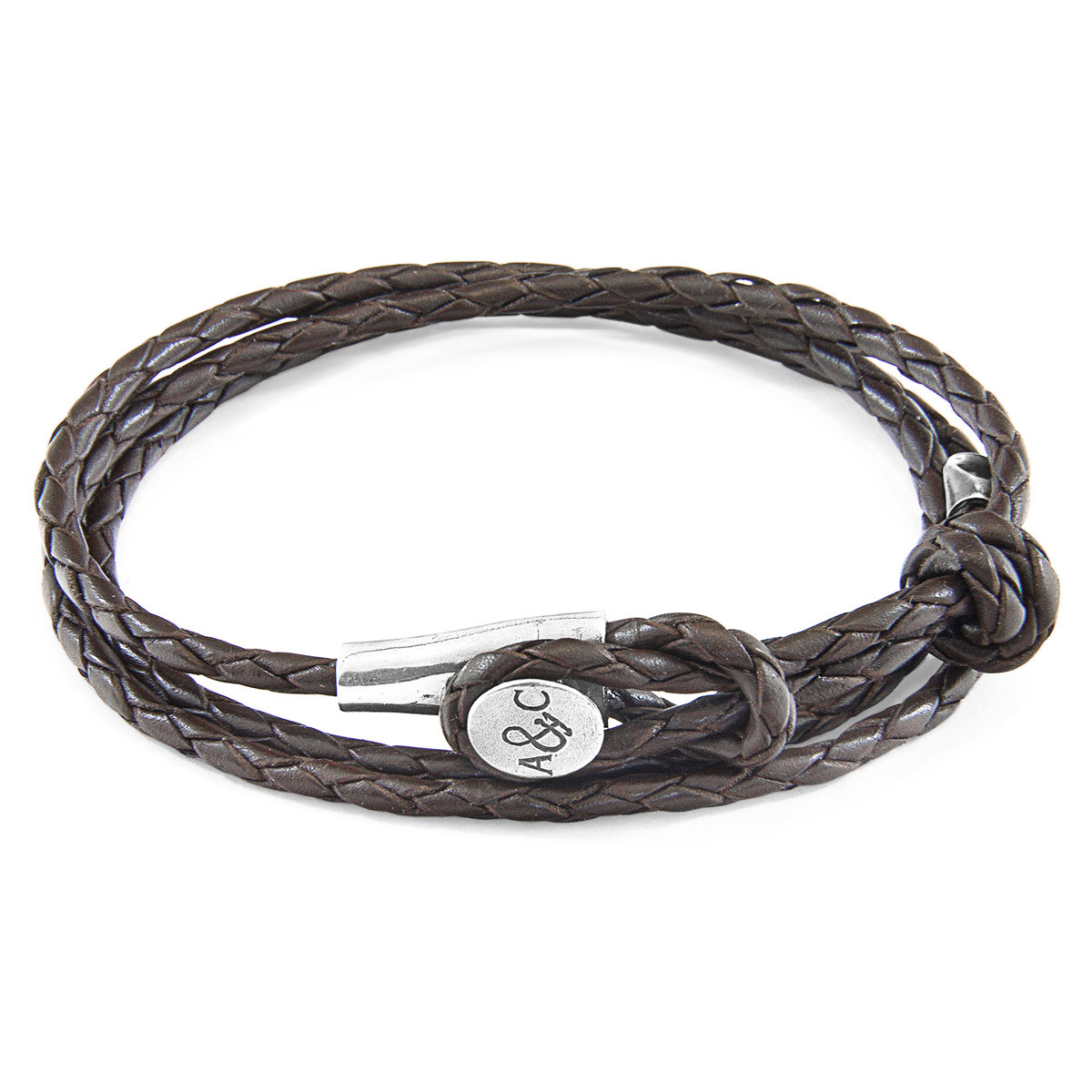 Dundee Silver And Braided Leather Bracelet