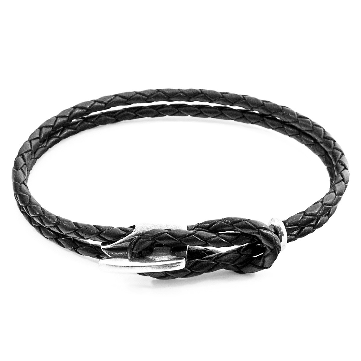 Padstow Silver And Braided Leather Bracelet