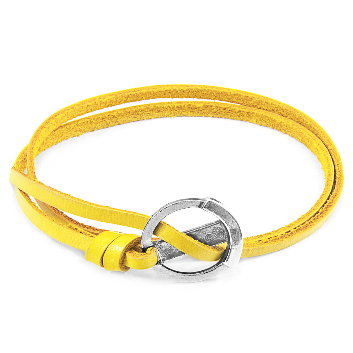 Mustard Yellow Ketch Anchor Silver and Flat Leather Bracelet