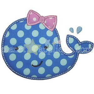 Girly Whale Applique - Planet Applique Inc