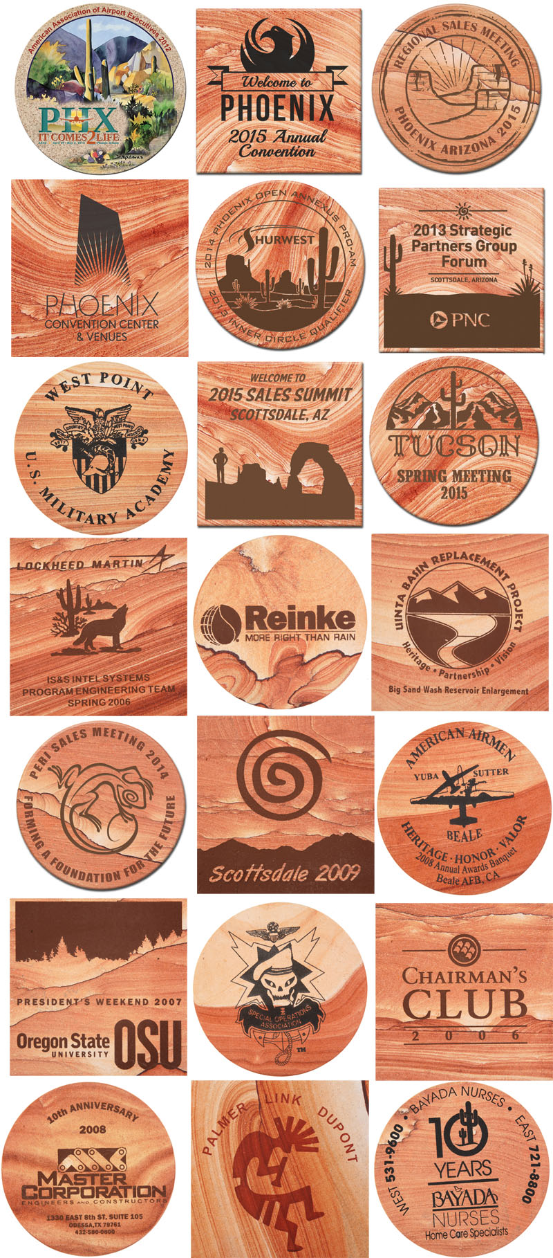 Customized Coasters, Personalized Natural Sandstone