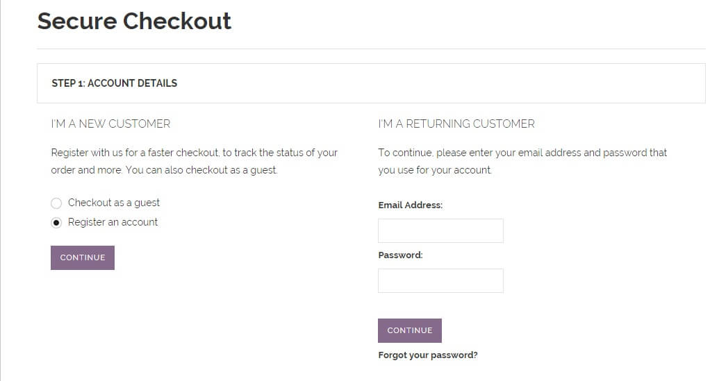 login/register before checkout