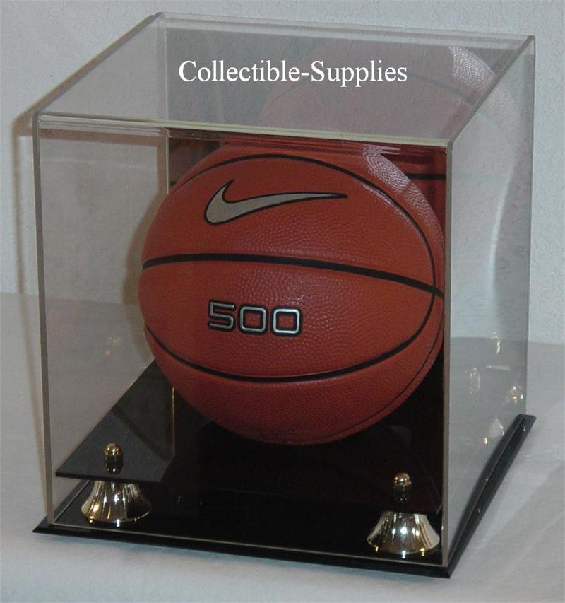 Deluxe Mini Basketball Display Case with Gold Risers