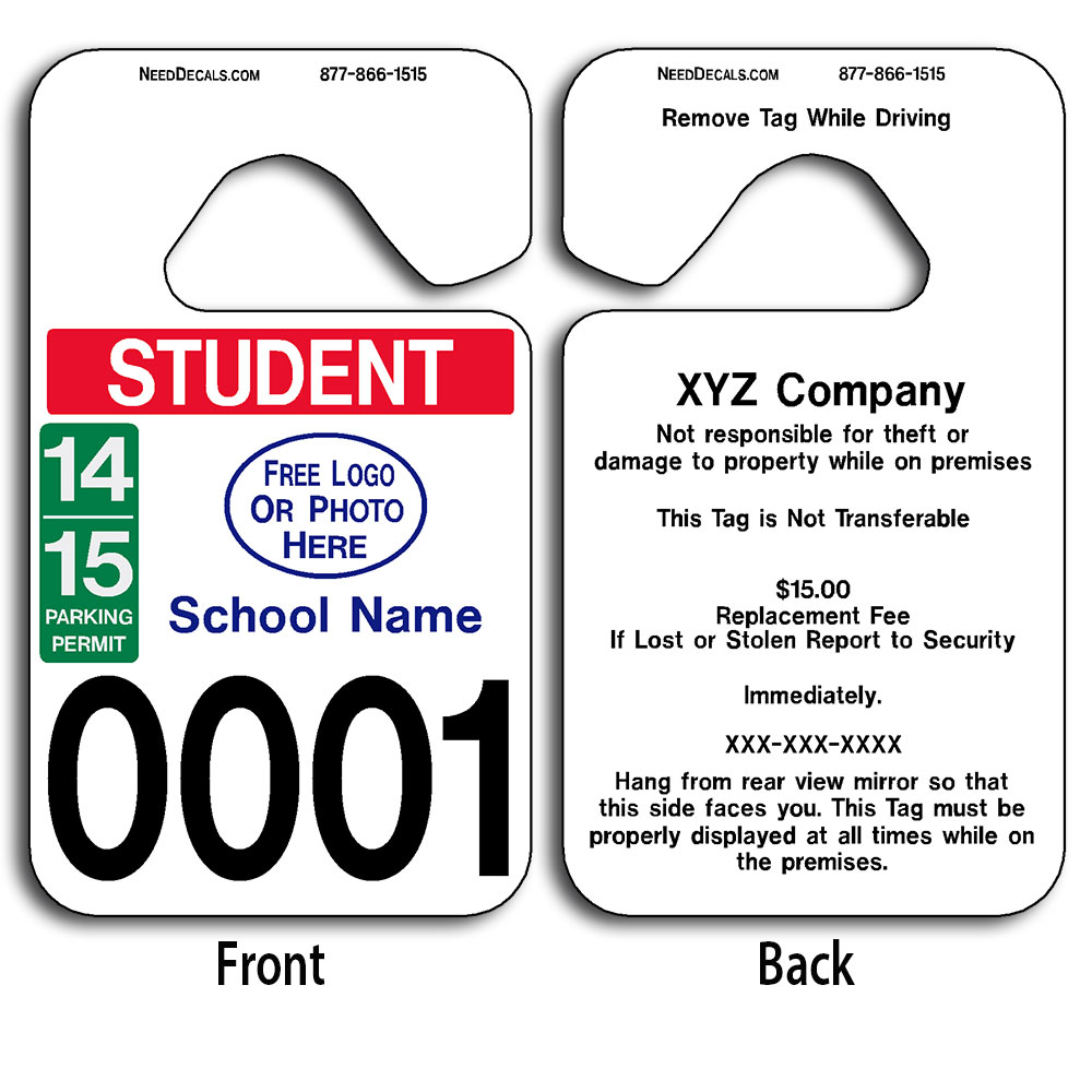 School Pick Up Tags 50 @ $3.10 to 2,500 @ $0.42 Free Numbering ...