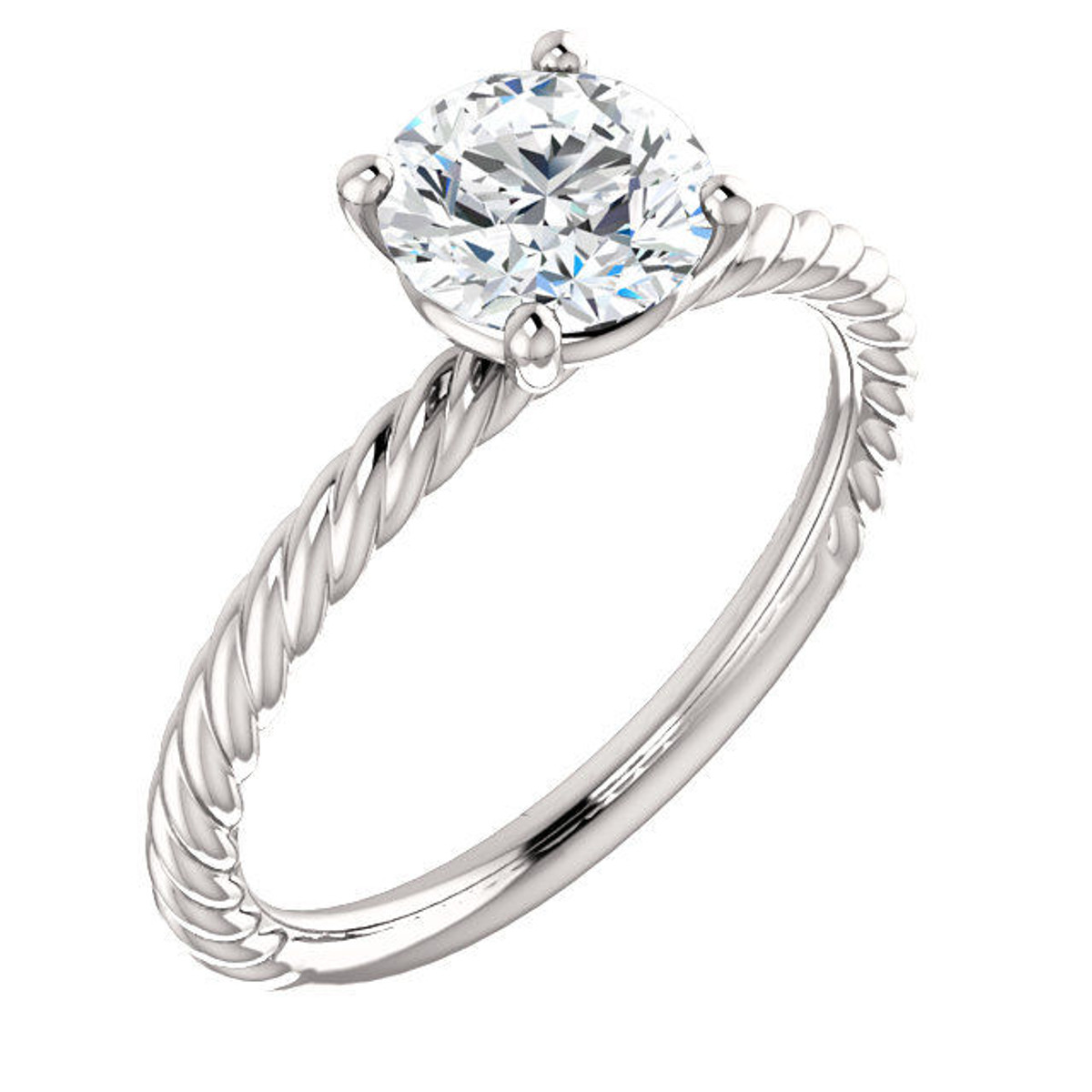 14Kt White Gold Rope Engagement Ring
