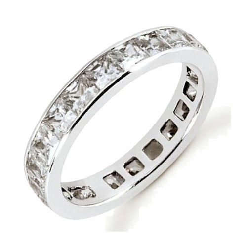 14Kt White Gold Princess Cut Eternity Diamond Ring