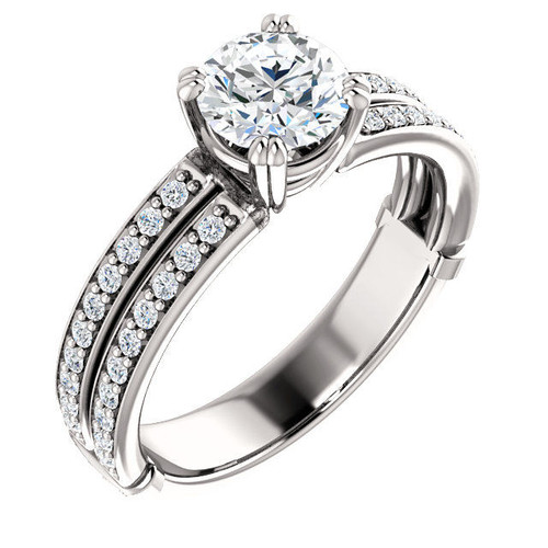 14Kt White Gold Round Cut Diamond Accent Engagement Ring 14Kt White Gold Round Cut Diamond Accent Engagement Ring