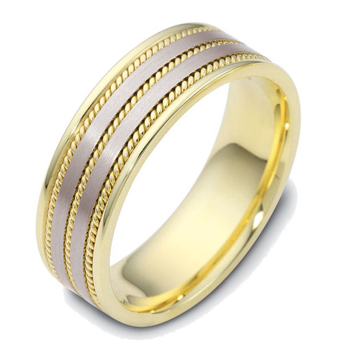 14Kt Two-Tone Gold Rope Wedding Ring
