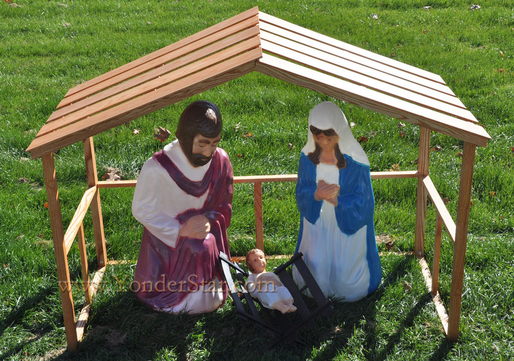 Life Size Outdoor Nativity and Wooden Stable Yonder Star Christmas