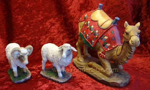 10" Standard Real Life Nativity Awassi Sheep and Camel Set