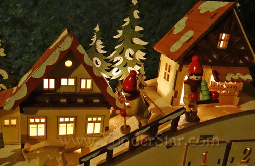 Lighted Wooden Advent Calendar - Sleigh Ride