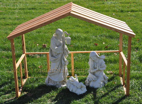 Outdoor Nativity Holy Family with Wooden Manger