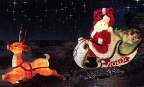 Outdoor Santa in Sleigh w. Reindeer