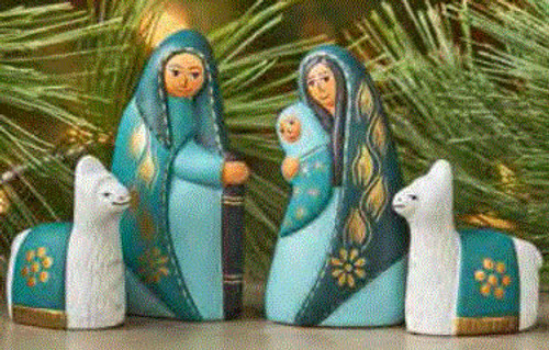Teal and Turquoise Nativity Set
