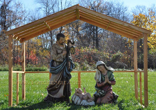 Large Outdoor Nativity Set With Wooden Stable YonderStar   Outdoor Nativity Set  93831.1504279538.500.750 