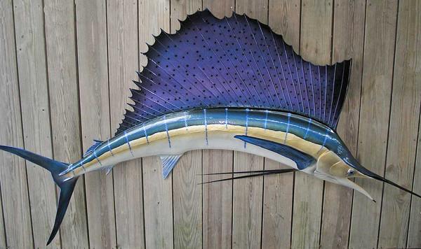 sailfish 110 inch half mount fiberglass fish replica the fish