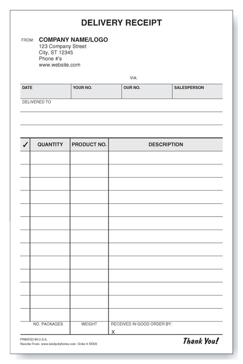 Delivery Receipt Windy City Forms Delivery Receipt Windy City Forms
