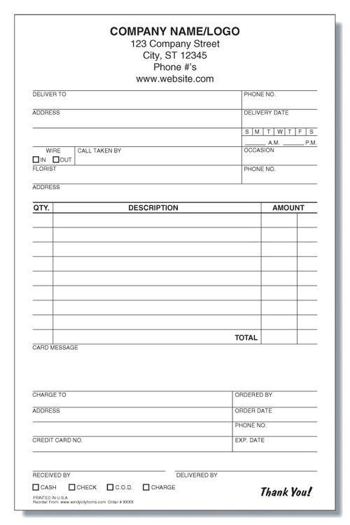 Free Flower Shop Order Form Template Printable Templates