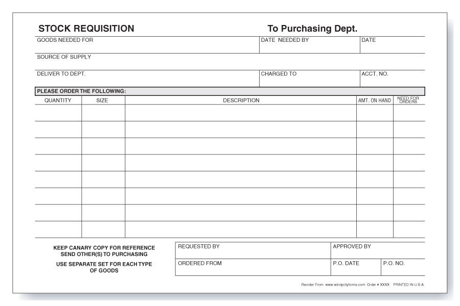 stock requisition form windy city forms