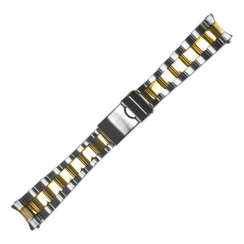 Dual Tone Oyster-Style Bracelet, Screw-Link (HR-MB401) | The Watch Prince Dual Tone Oyster-Style Bracelet, Screw-Link (HR-MB401) | The Watch Prince