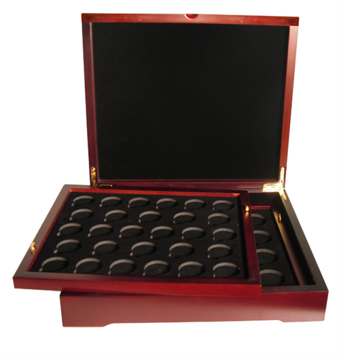 Thirty Two Coin Wood Display Box for Silver Dollars International Currency, LLC