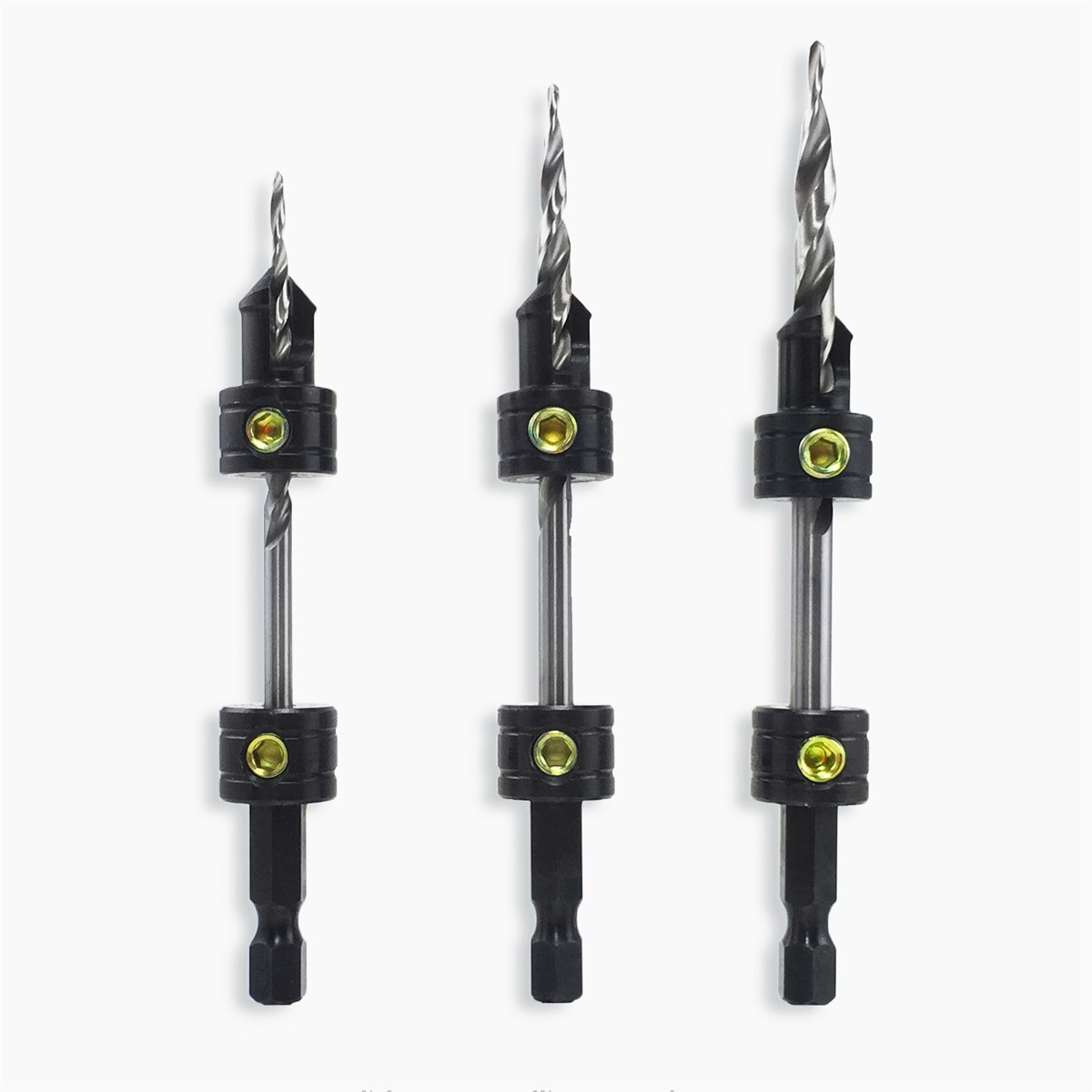 Snappy 3pc Tapered Drill Bit Countersink Set MADE IN USA Large Set