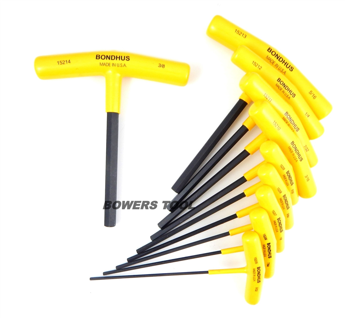Bondhus 10pc 6in. T Handle Hex Wrench Set SAE Standard Inch 3/323/8in