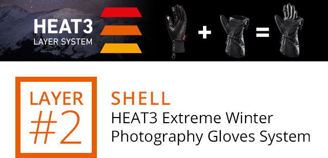 Heat 3 Gloves Layer System Shell Smart Full Leather/Black/Size 12