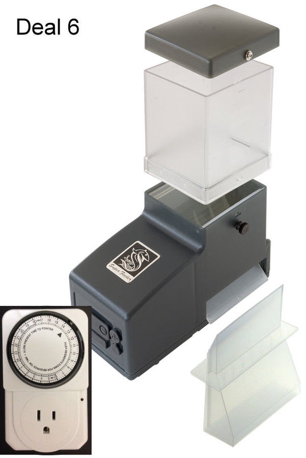 Aquarium fish feeder with indoor type analog (mechanical) timer