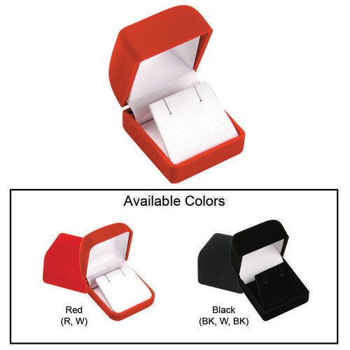 Soft Flocked Velour Earring Box, 1 3/4” x 17/8” x 1 1/2”, Choose from various Color