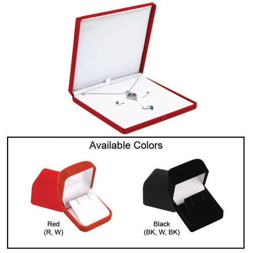 Flocked Velour Combo. Box, 6 3/8" x 6 3/8" x 1”, Choose from various Color